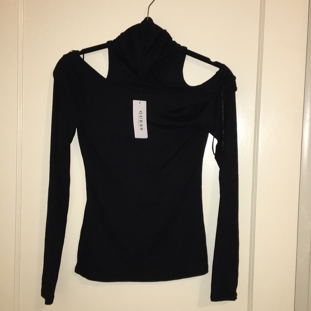 Turtle neck cold shoulder top